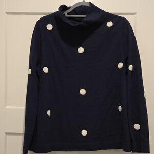 Loft Navy Sweater with White Polka Dots